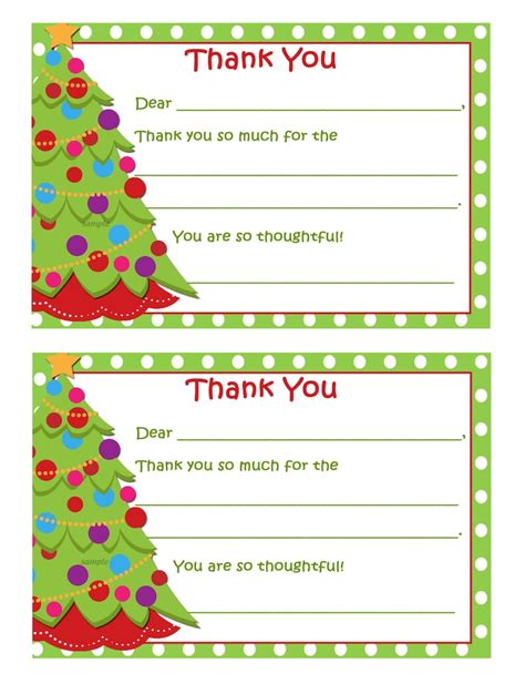 Printable Thank You Notes Christmas